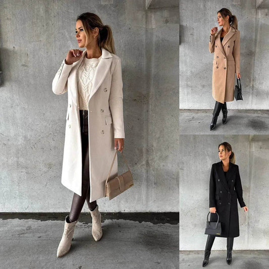 Classy Fashion Long Winter Coat Office Workwear for ladies Long Blazer overcoat - Velora