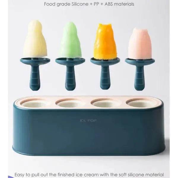 4 Cavities Reusable Silicone Popsicle Mold Maker DIY ice cream mold - Velora
