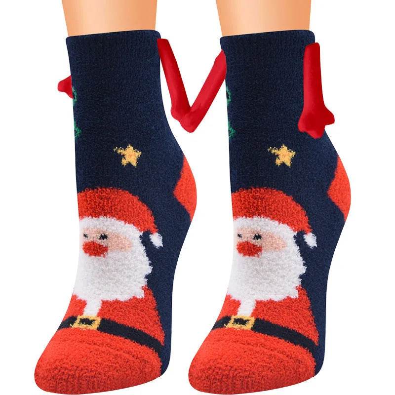 Soft Carton Christmas-themed Fleece Winter Home socks for Women