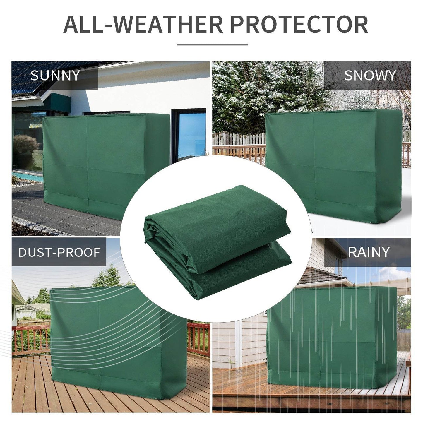 600D Oxford 3-Seater Patio Swing Cover Outdoor Swing Chair Cover Rain Protection Waterproof Anti-UV, Dark Green - Velora