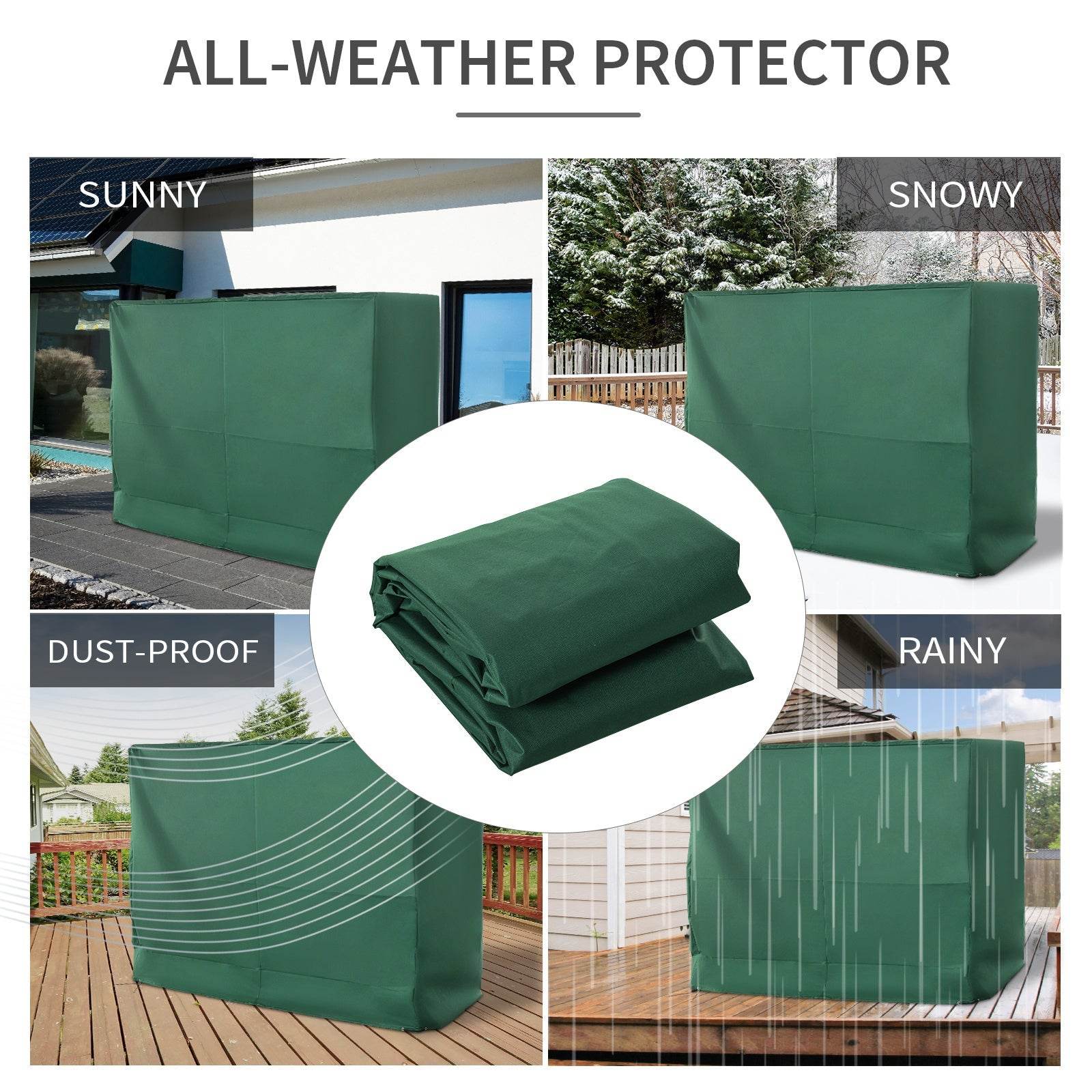 600D Oxford 3-Seater Patio Swing Cover Outdoor Swing Chair Cover Rain Protection Waterproof Anti-UV, Dark Green - Velora