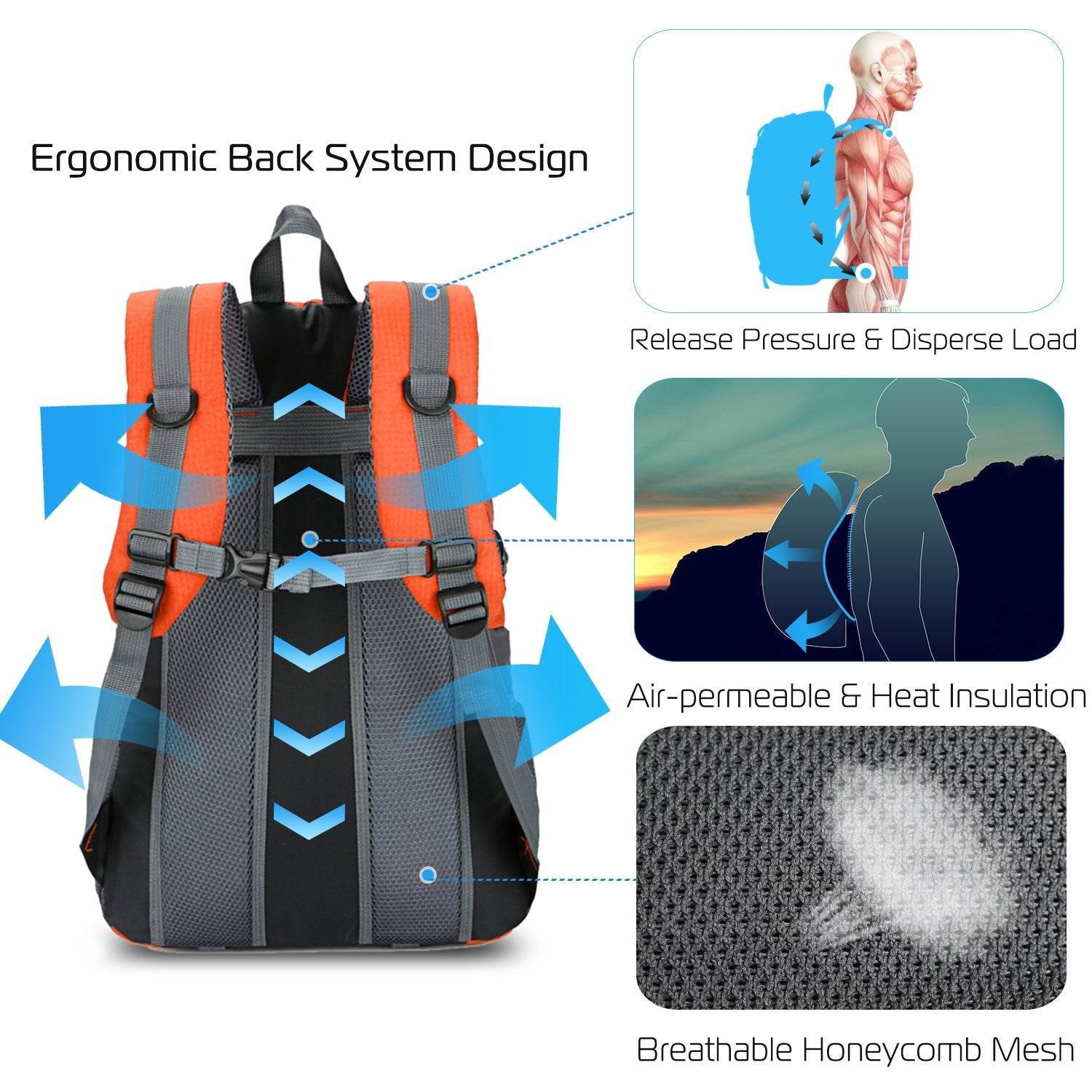 36L Outdoor Backpack Waterproof Daypack Travel Knapsack - Velora