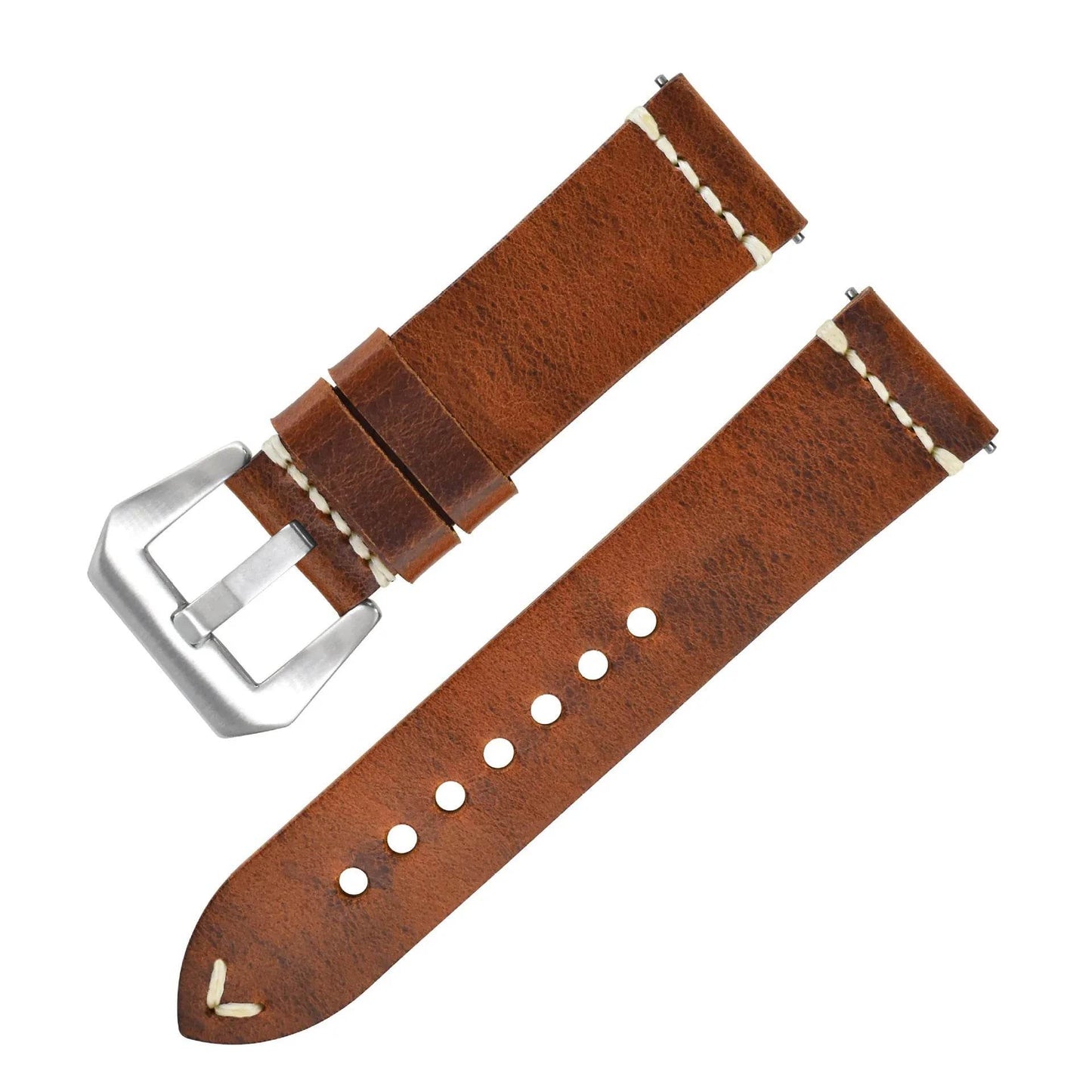 Discoloring Oil Wax Top Layer Cowhide Watch Strap - Velora