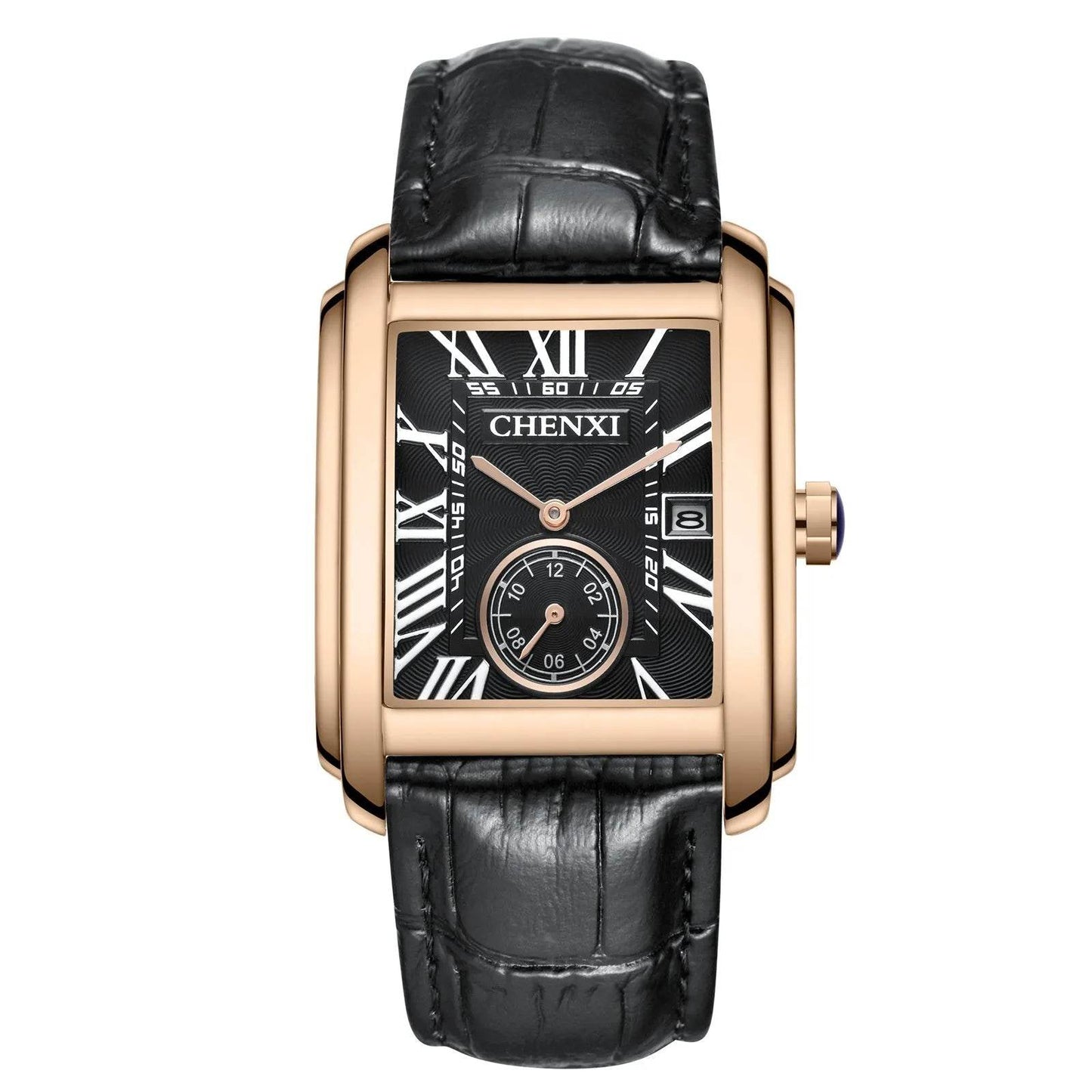 Square Quartz Leather Strap Alloy Watch Men - Velora