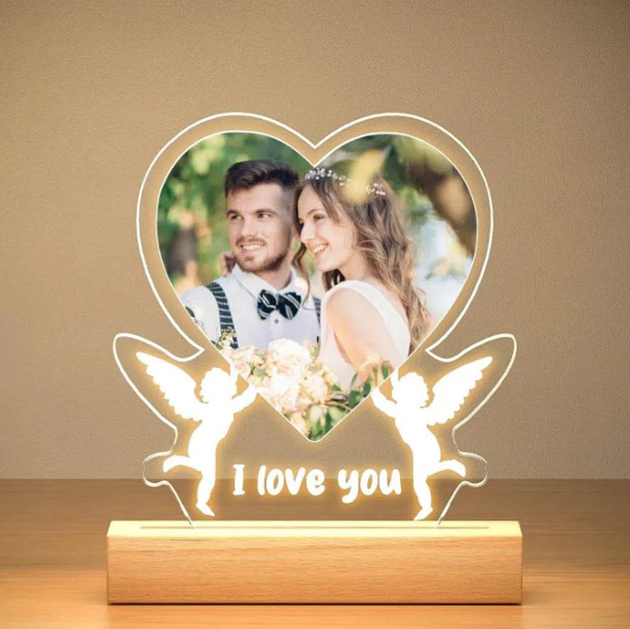 Customized Personalized Valentine Acrylic Lovers Night LED light picture frame - Velora