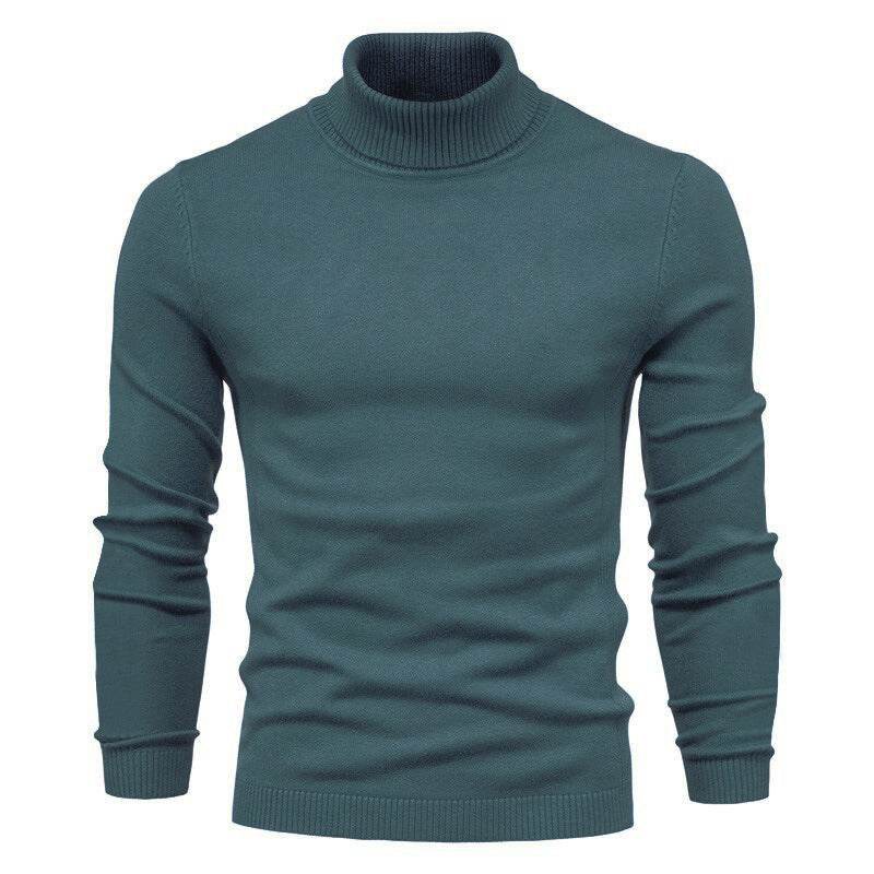 Men's Solid Color Slim Pullover Turtleneck Sweater Winter Casual Tops Clothing - Velora