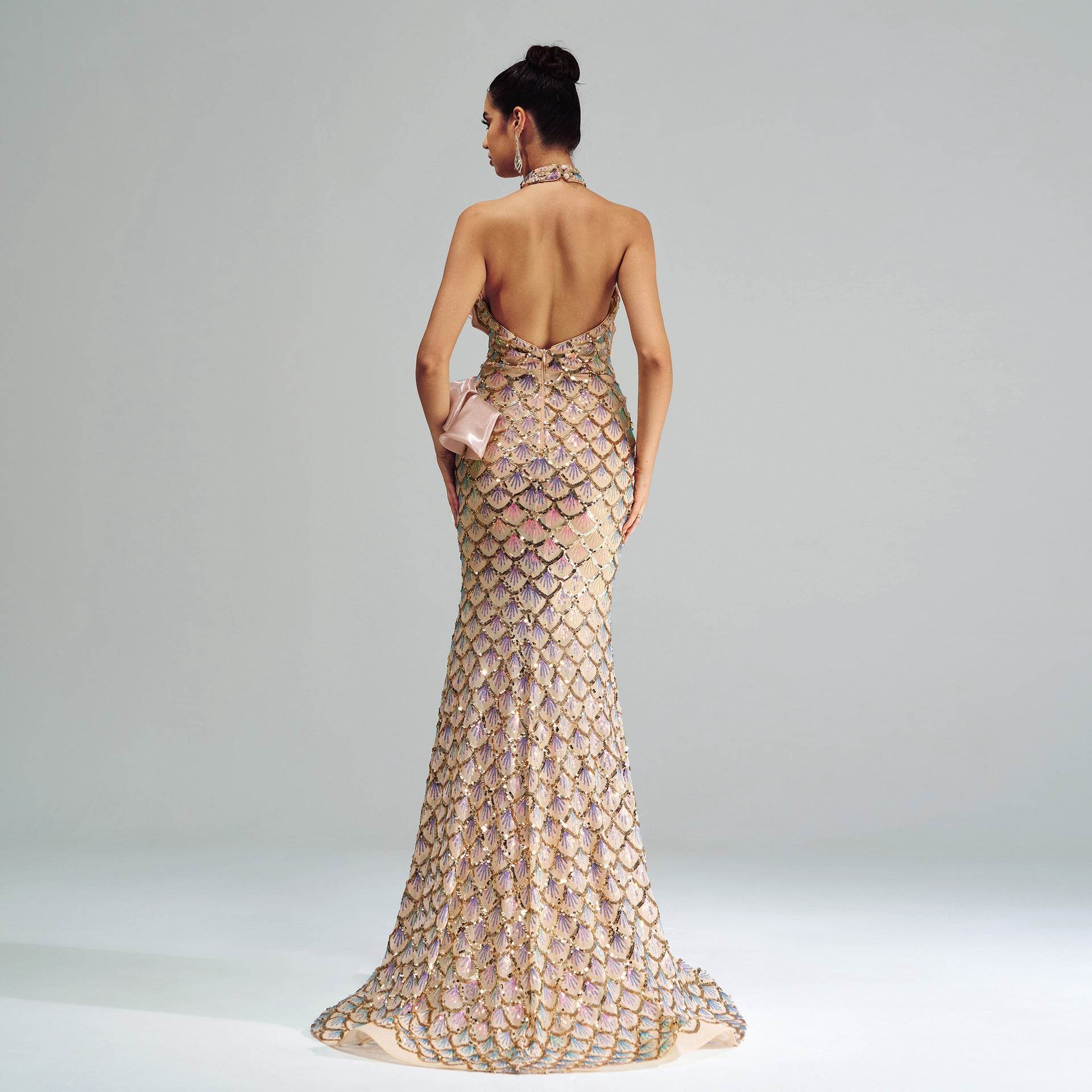 Halter Sequined Mermaid Evening Dress - Velora
