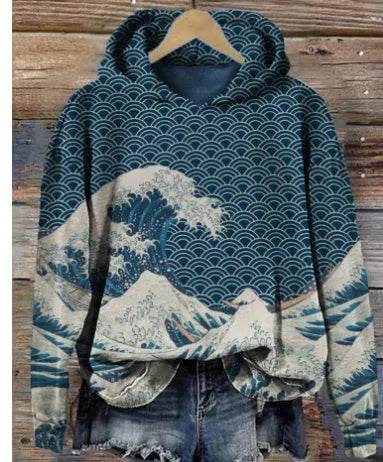 Women Fashion Spring And Autumn Plum Blossom Hooded Super Plus Size Loose-fitting Casual Pullover - Velora