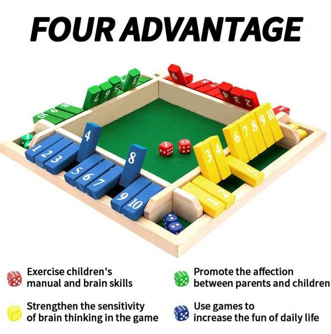 Children Dice Game,2-4 Player Family Wooden Board Table Math Games For Adults And Kids. - Velora