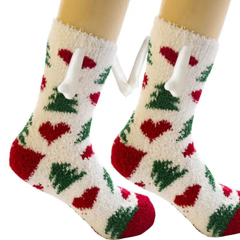 Soft Carton Christmas-themed Fleece Winter Home socks for Women
