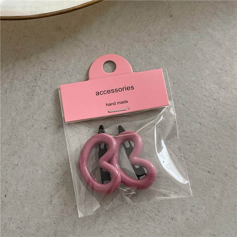 Girl's Love Side Bang Clip Frog Buckle Word Clip Fashion Color Plastic Hairpin A Pair Of Hairclips - Velora