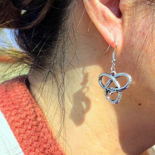 European And American Gothic Universe Infinite Snake Earrings Pagan Ancient India - Velora