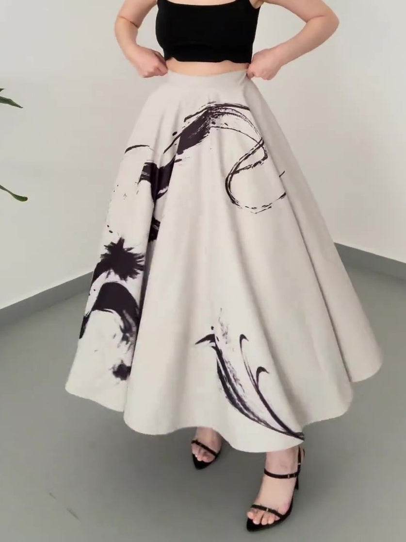 Vintage Three-layer Tulle Print Skirt - Velora