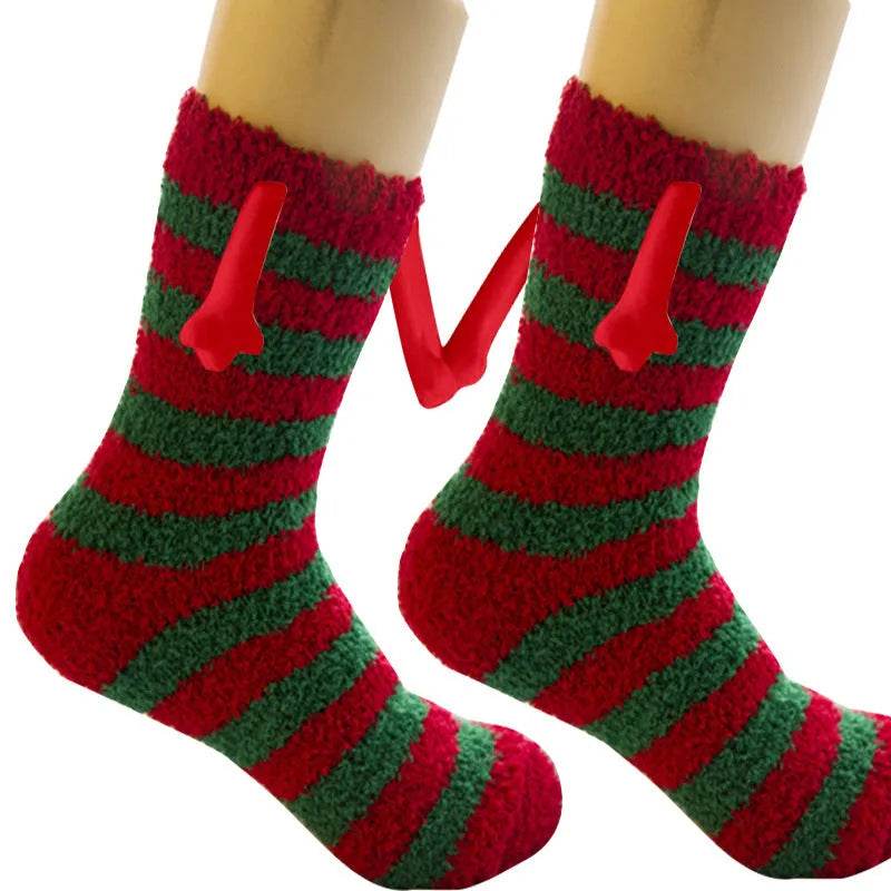 Soft Carton Christmas-themed Fleece Winter Home socks for Women