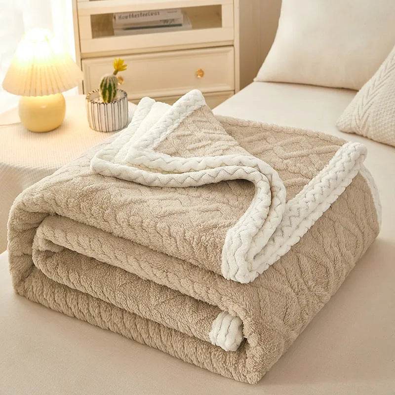 Blanket Double Thickened Warm Coral Fleece Sofa Winter Blanket - Velora