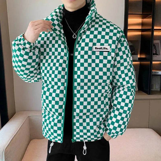 New Fall Winter Checkered Cotton padded Down Puffer Jacket men - Velora