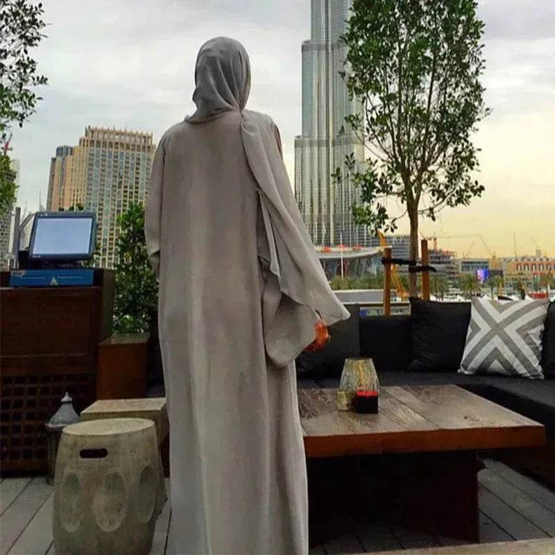 Elegant Embroidered Beaded Middle East Cardigan Robe Dress Open front Abaya Kimono - Velora
