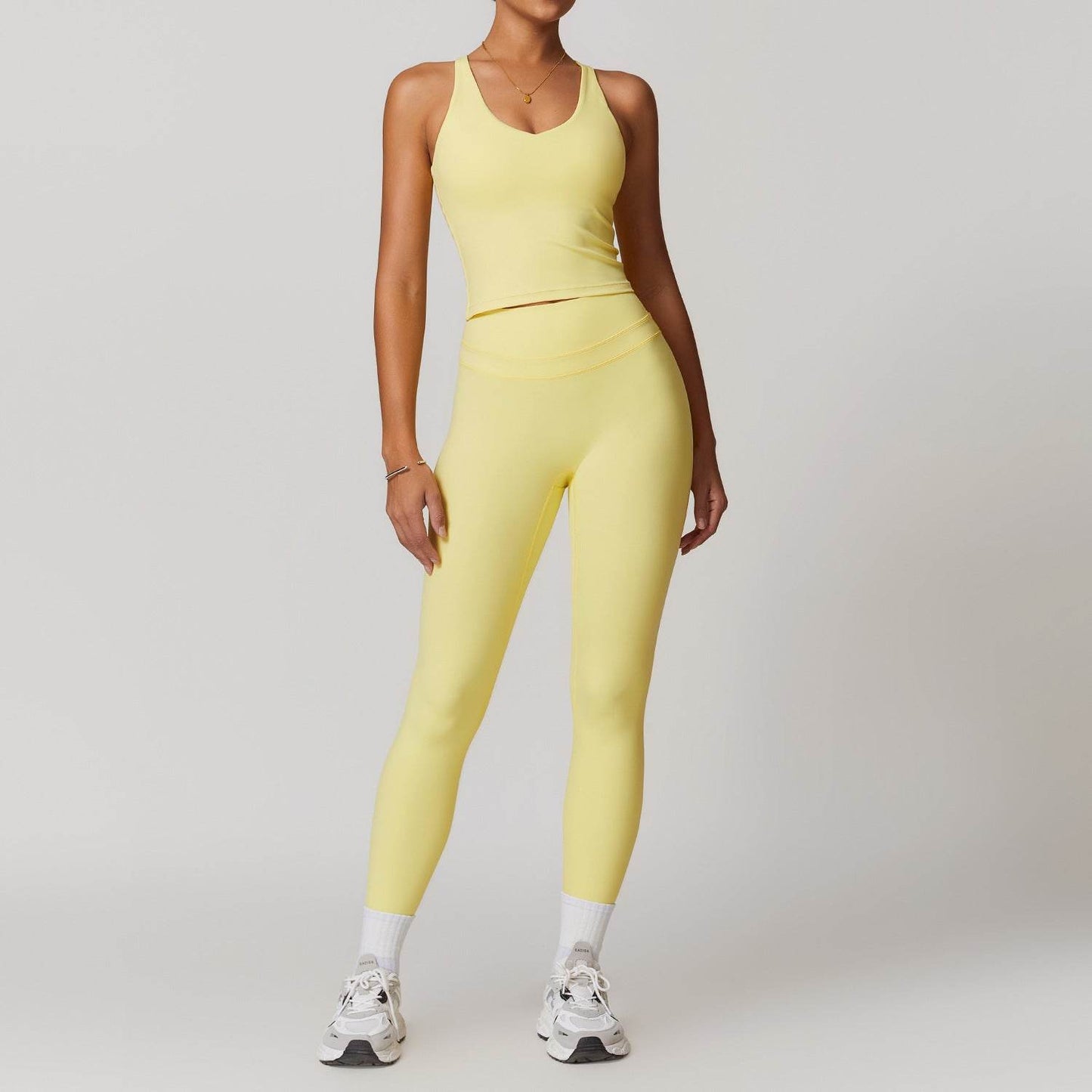 2pcs Nude feel short sleeve Workout Clothes for women Yoga Gym Clothes set - Velora