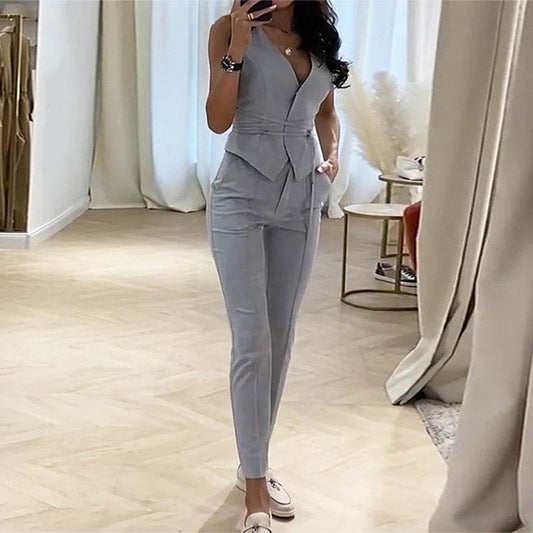 Temperament Waist-controlled Sexy Vest Skinny Pants Two-piece Set - Velora