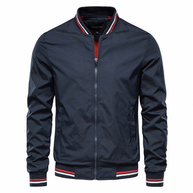 Men's Striped Zip-up Jacket With Pockets Fashion Casual Outerwear Sports Baseball Clothing Spring And Fall - Velora