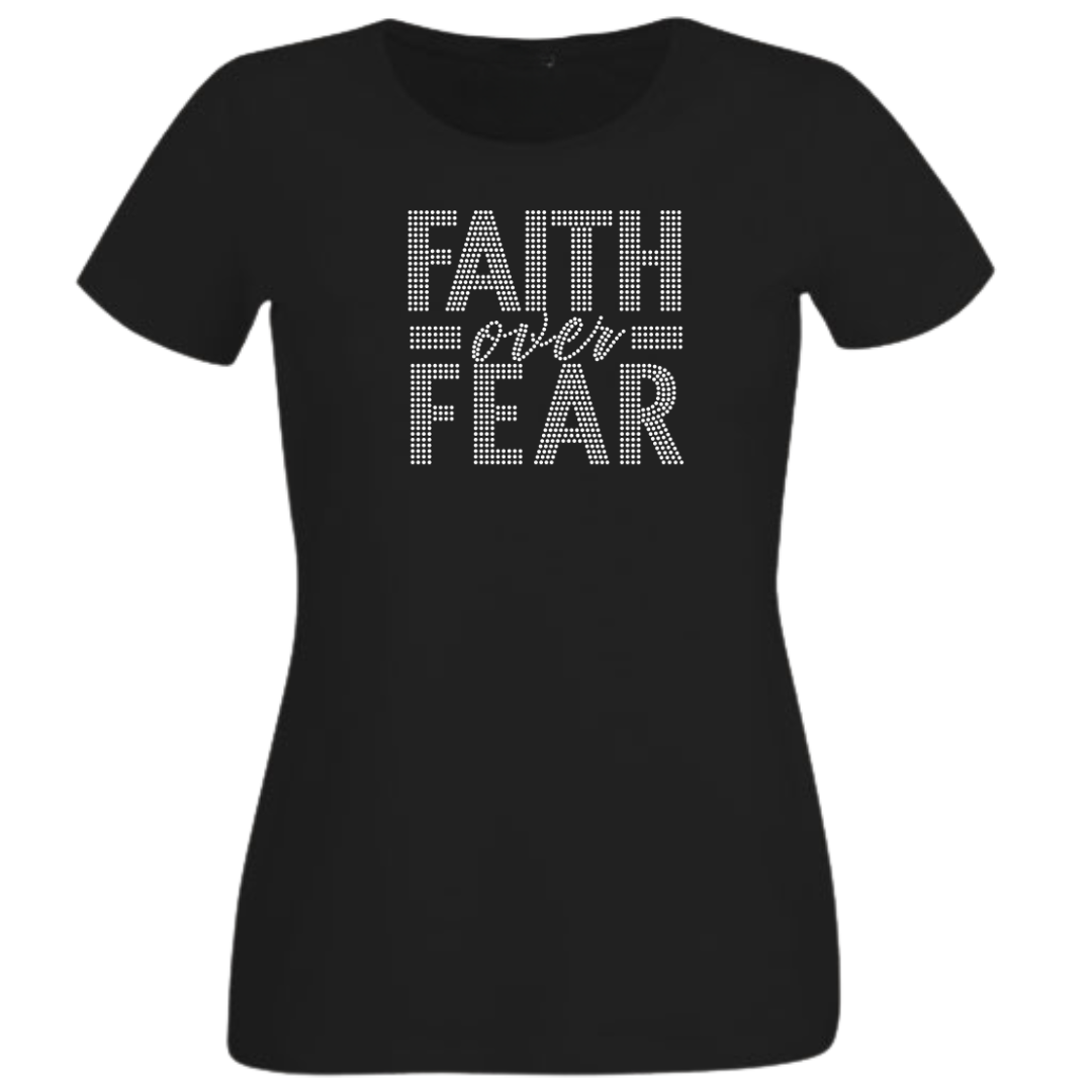 Faith Over Fear Rhinestone Shirt – Inspirational Sparkle Bling Tee | Blingdazzel