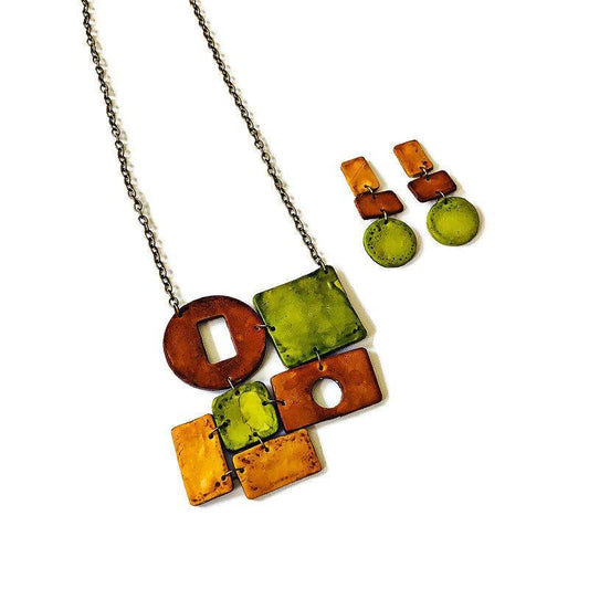 Fall Jewelry Set with Bold Chunky Statement Necklace & Long Geometric Earrings - Velora Luxury Fashion