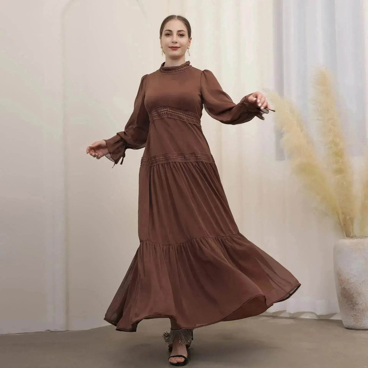 Fashionable and Exquisite Abaya maxi Dress for Exquisite Arab Dubai Turkey Middle Eastern Women. - Velora