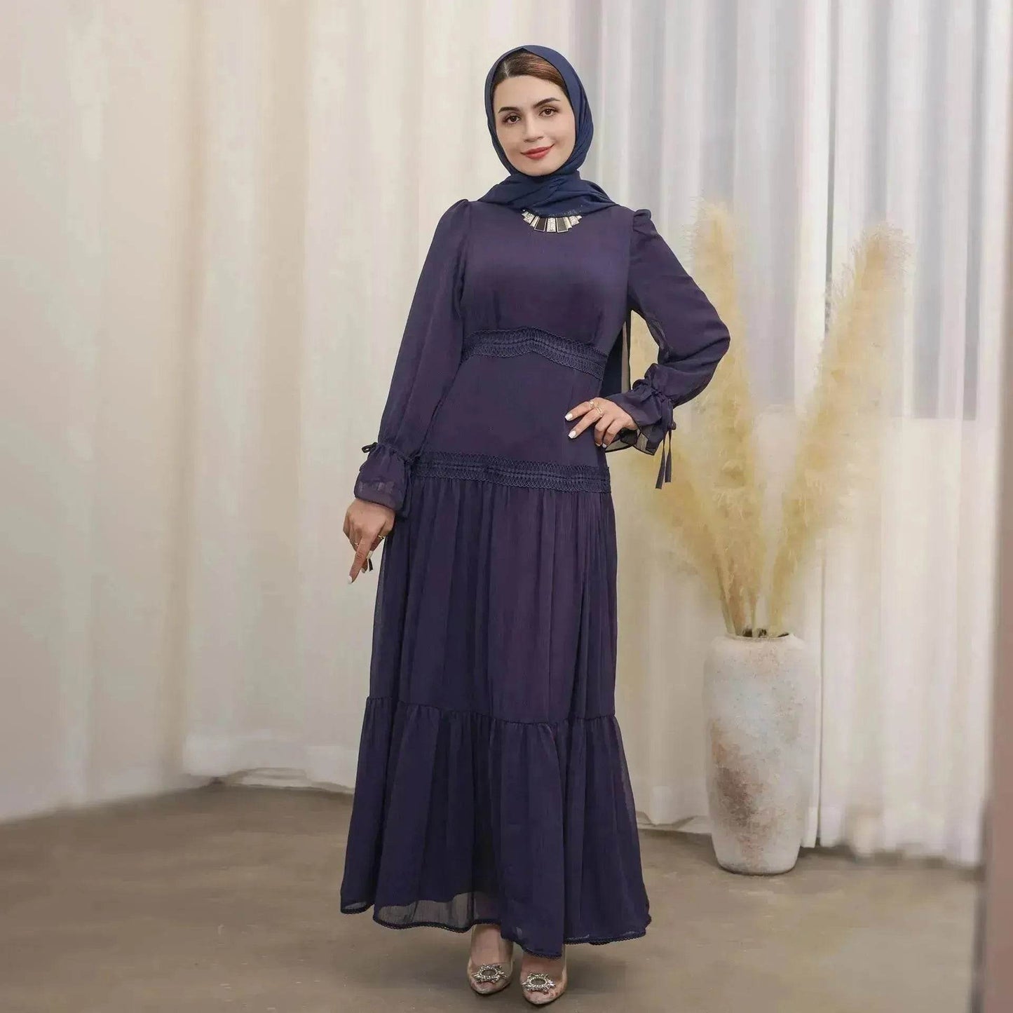Fashionable and Exquisite Abaya maxi Dress for Exquisite Arab Dubai Turkey Middle Eastern Women. - Velora