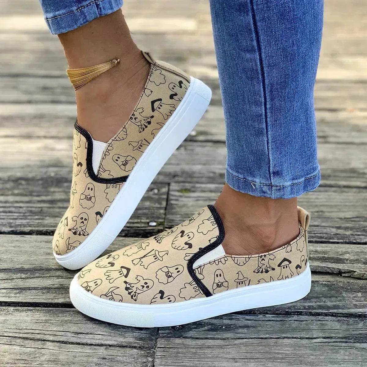 Fashionable Round Toe Casual Women's Sports Breathable Non-slip loafers Shoes for Women cover shoe - Velora