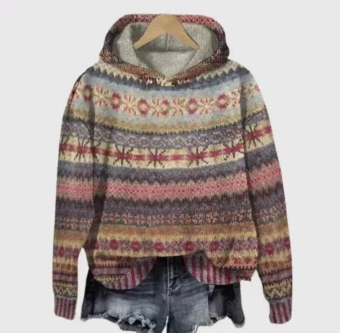Print Christmas Holiday Casual Hoodie Sweater Pullover - Velora