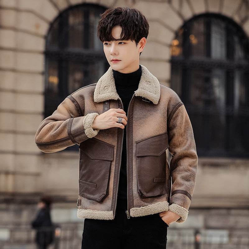 Leather And Fur Casual Coat For Men - Velora