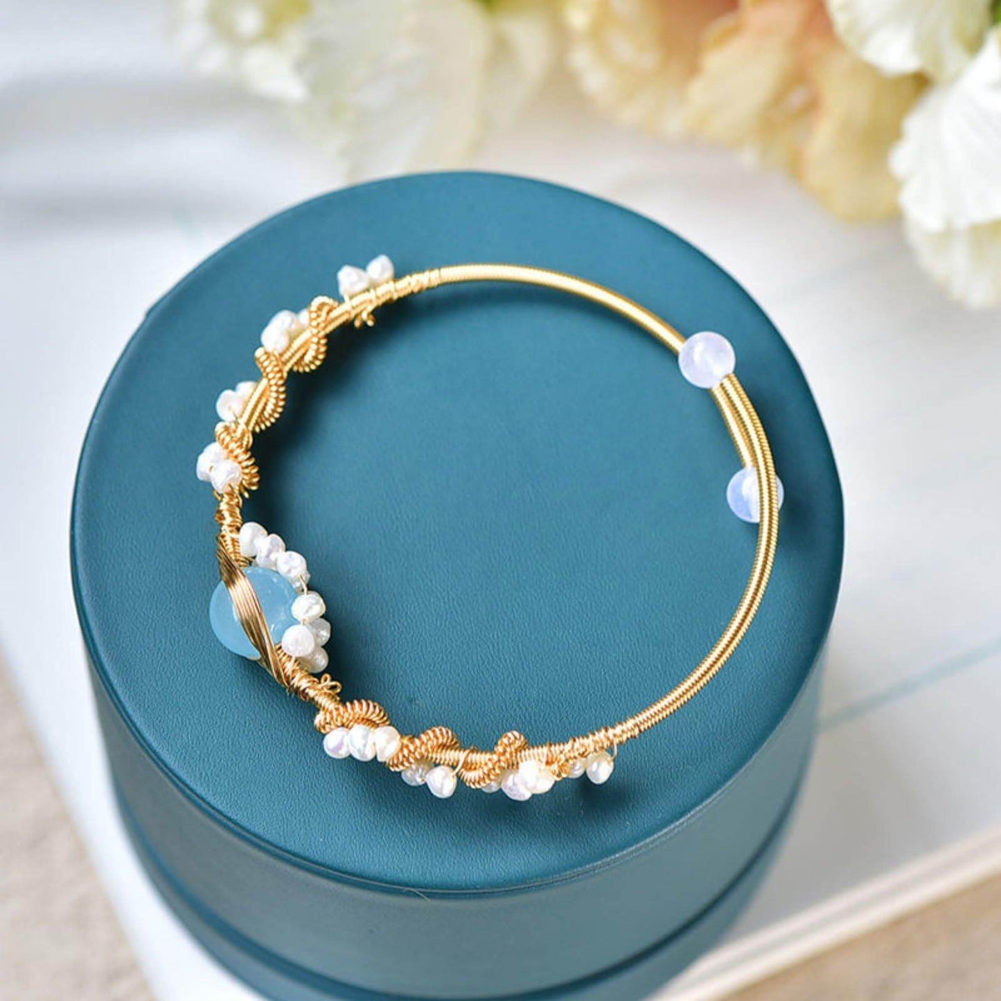 Pearl Bracelets For Women Gold Plating Pearl Bracelet Gold Wire Braided Vintage Style Bracelets Cuff Bracelets Fashion Bracelet - Velora