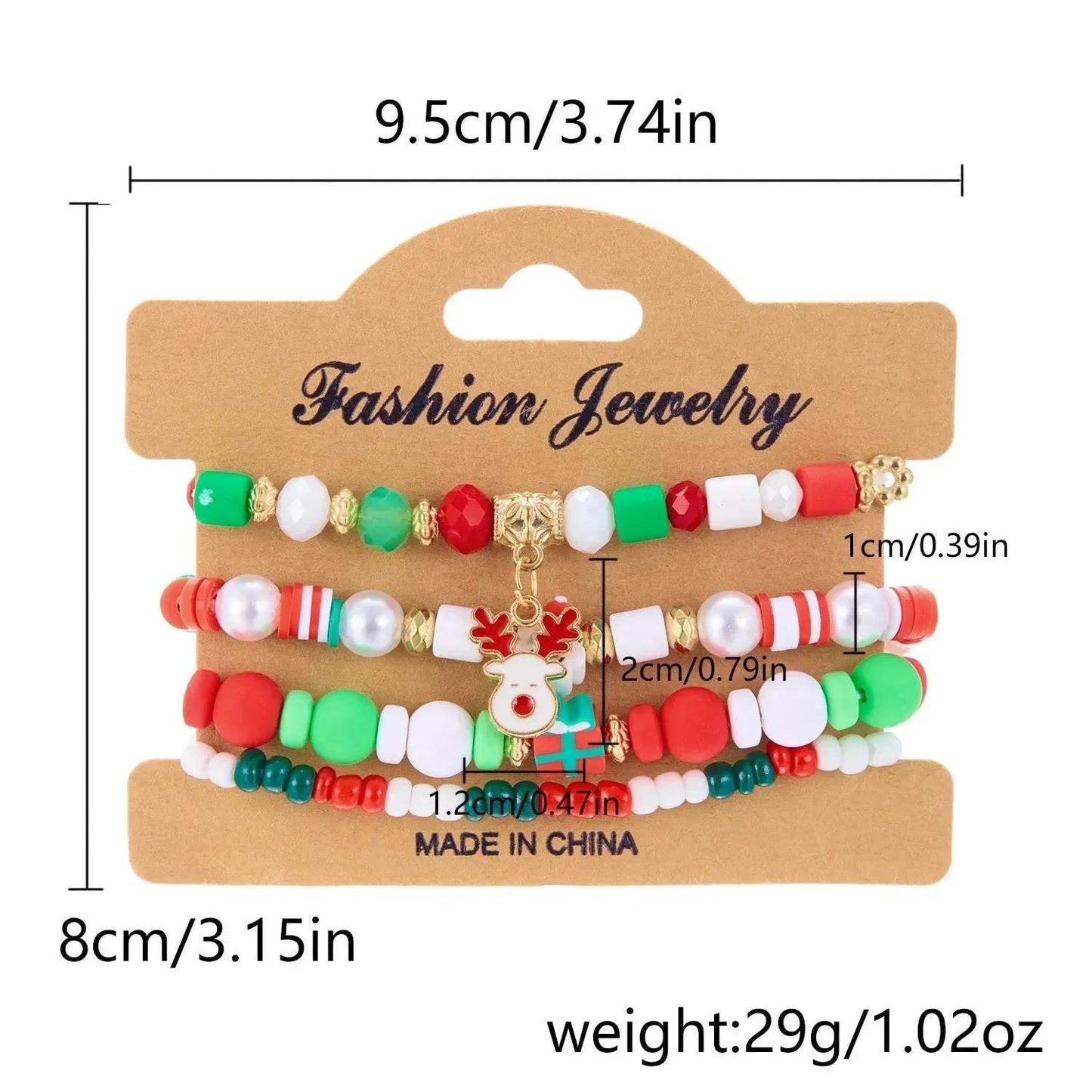 4pcs Christmas Snowman Handmade Beaded Bracelet set gift idea - Velora