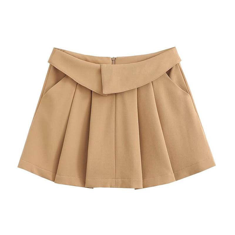 European And American Style College Style High Waist Mini Pleated Skirt - Velora