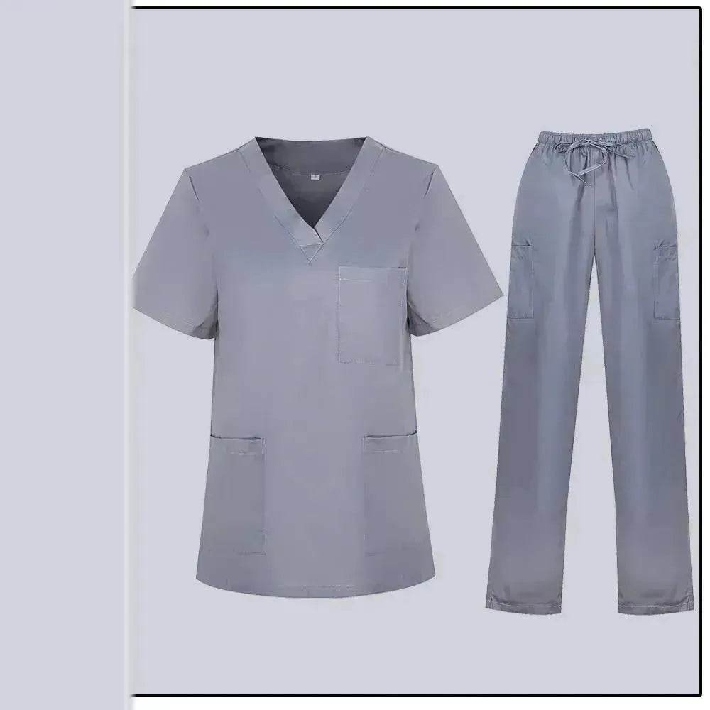 Women Nurse Uniform Female - Hospital Nurse Costume - V Neck Top Pants Set - Velora
