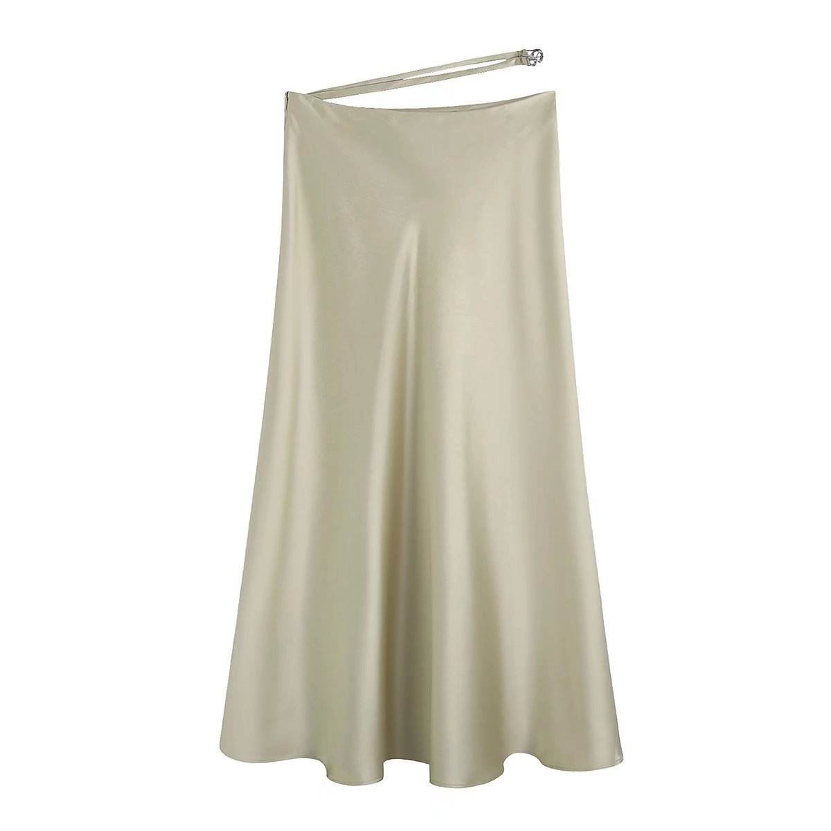 High Waisted Midi Silk Satin Skirt - Velora