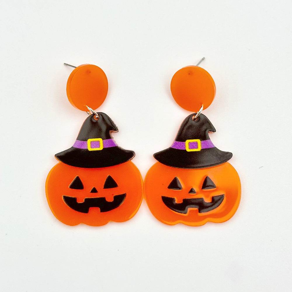 Halloween Day Ornament Colorful Ghost Eyes Funny Acrylic Earrings For Women - Velora