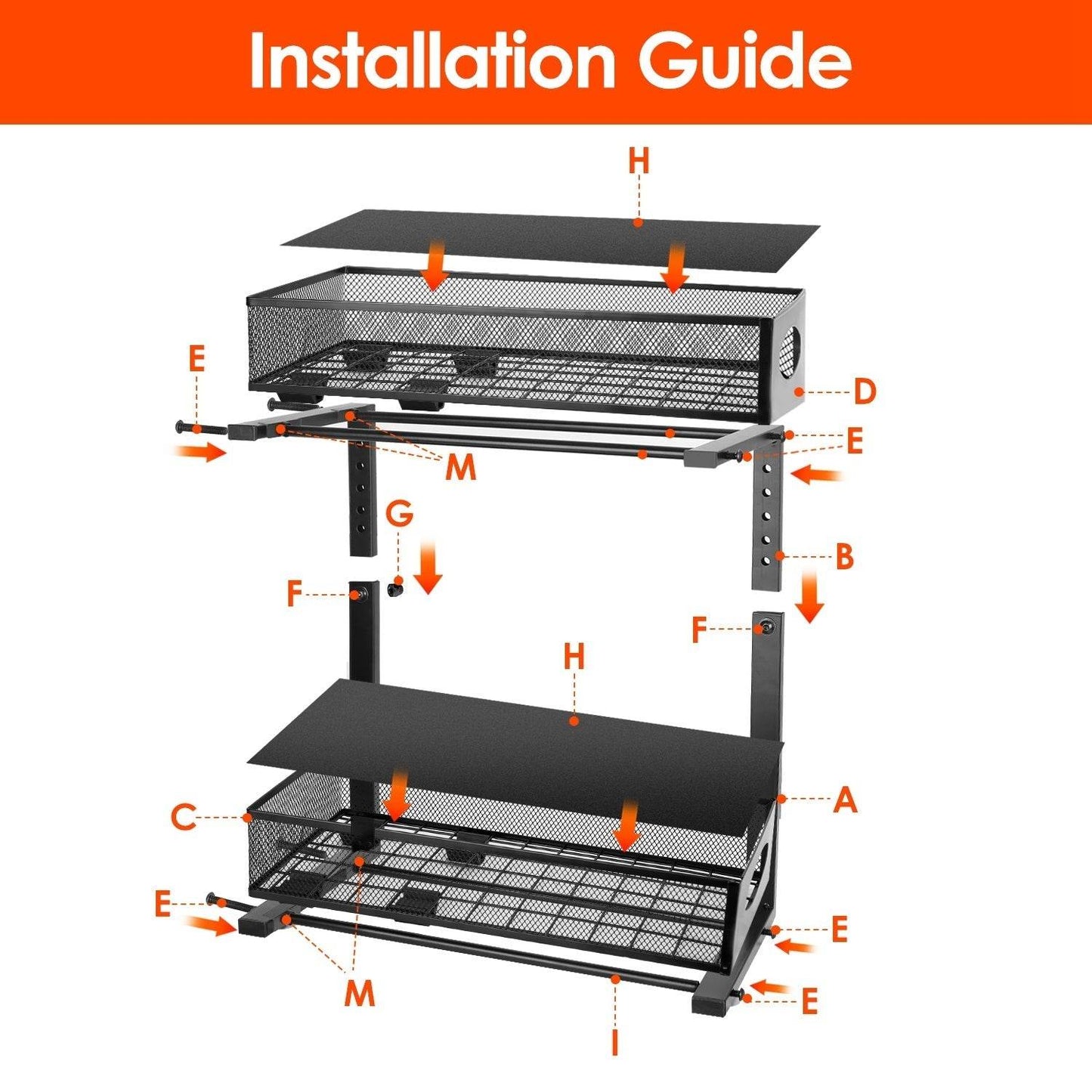 2Pcs Under Sink Organizer 2 Tier Pull Out Cabinet Baskets Storage Shelf Sliding Storage Drawers Rack With 5 Adjustable Height Mesh Baskets For Home Kitchen Bathroom Office - Velora