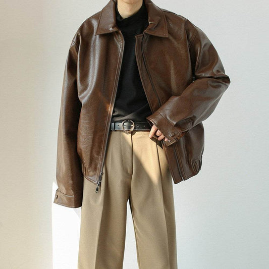 Men's Retro Short Personalized Leather Coat - Velora