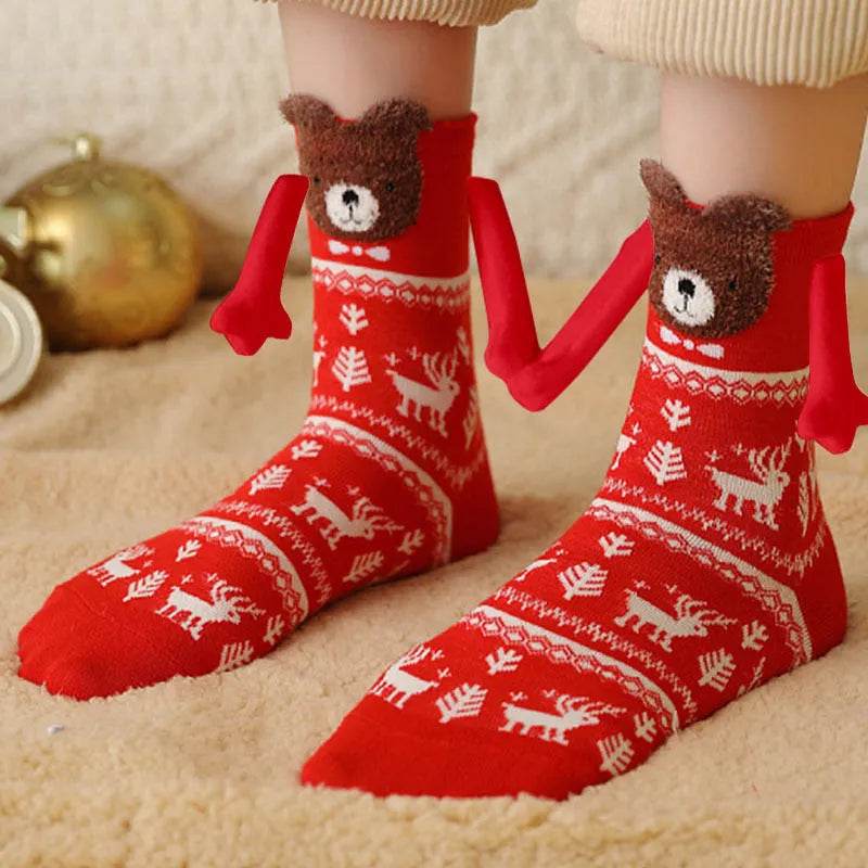 Christmas Stockings Autumn Winter Cotton Magnet Lodestone Hand Tube Socks - Velora