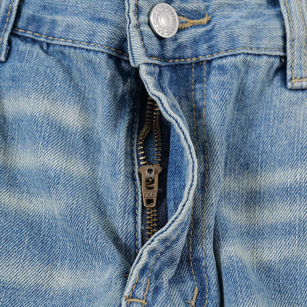 American Retro Wash Gradient Spray Painting Denim Trousers Men Jeans - Velora