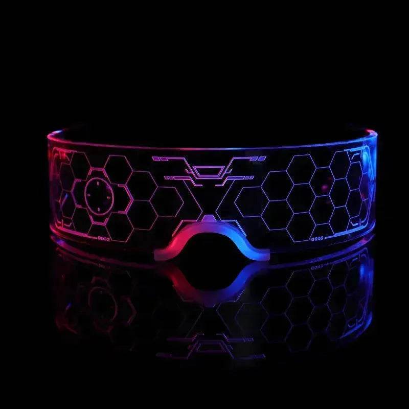 Trendy Unisex 3D Luminous LED Light up Glasses for cosplay Rave Festivals Bars Clubs Parties Futuristic Light up Eyeglass - Velora