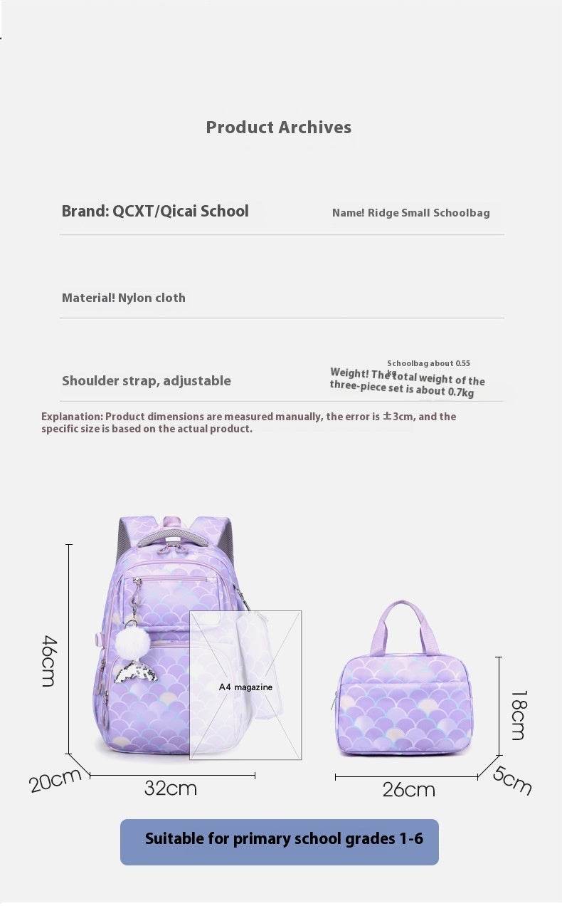 3 in 1 set Primary School Girls Backpack Lunch Bag and Pencil Pouch - Velora