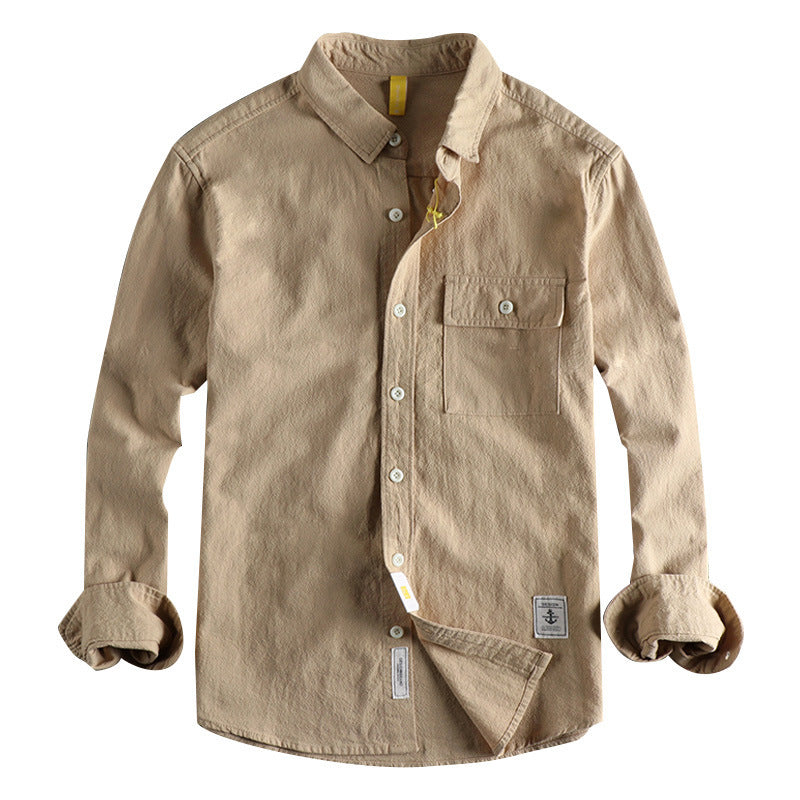 New Retro Washed Texture Long-sleeved Shirt For Men