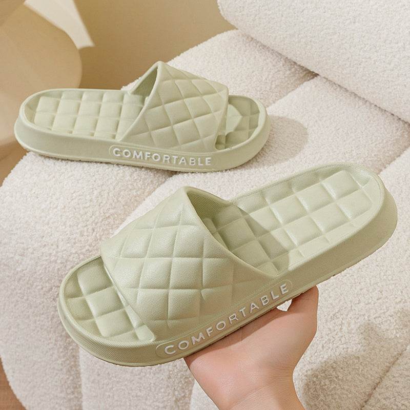 Men's Home Slippers With Plaid Design Soft-soled Silent Indoor Floor Bathing Slippers Women House Shoes Summer - Velora