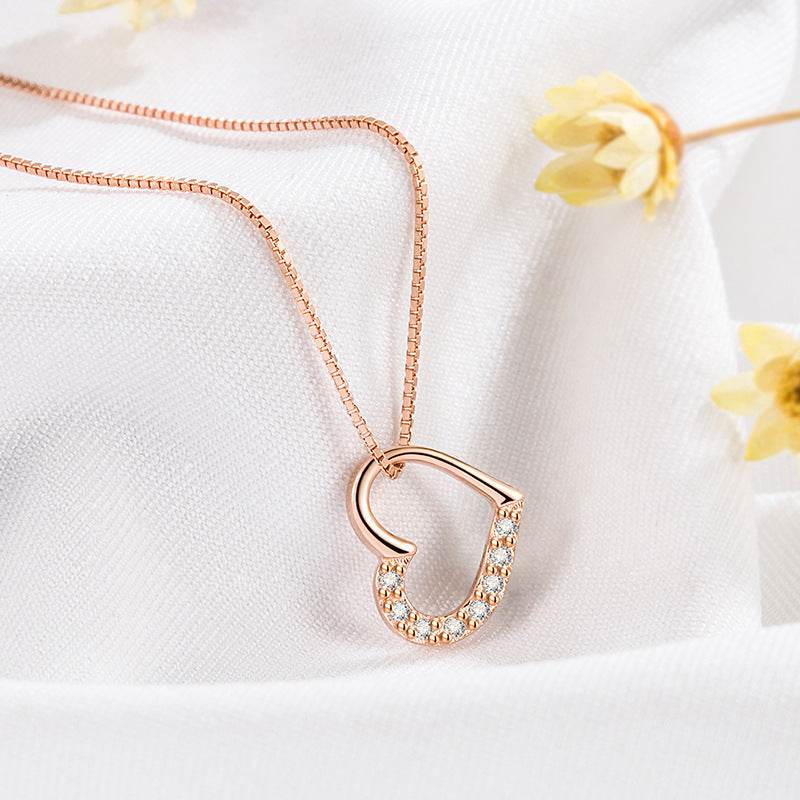 S925 Sterling Silver Love Heart Pendant Necklace For Women Fashion Jewelry Ladies Gold Color Clavicle Chain High Quality Jewelry Gifts - Velora