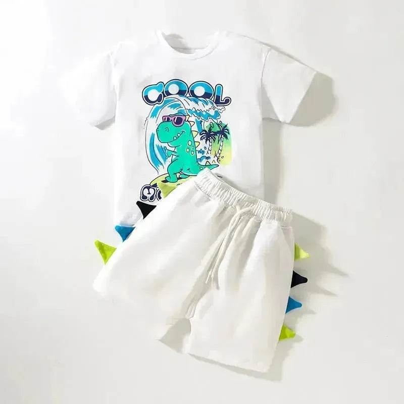 Boys' Short-sleeved Cartoon Cute Short Sleeve Shorts Two-piece for boys - Velora