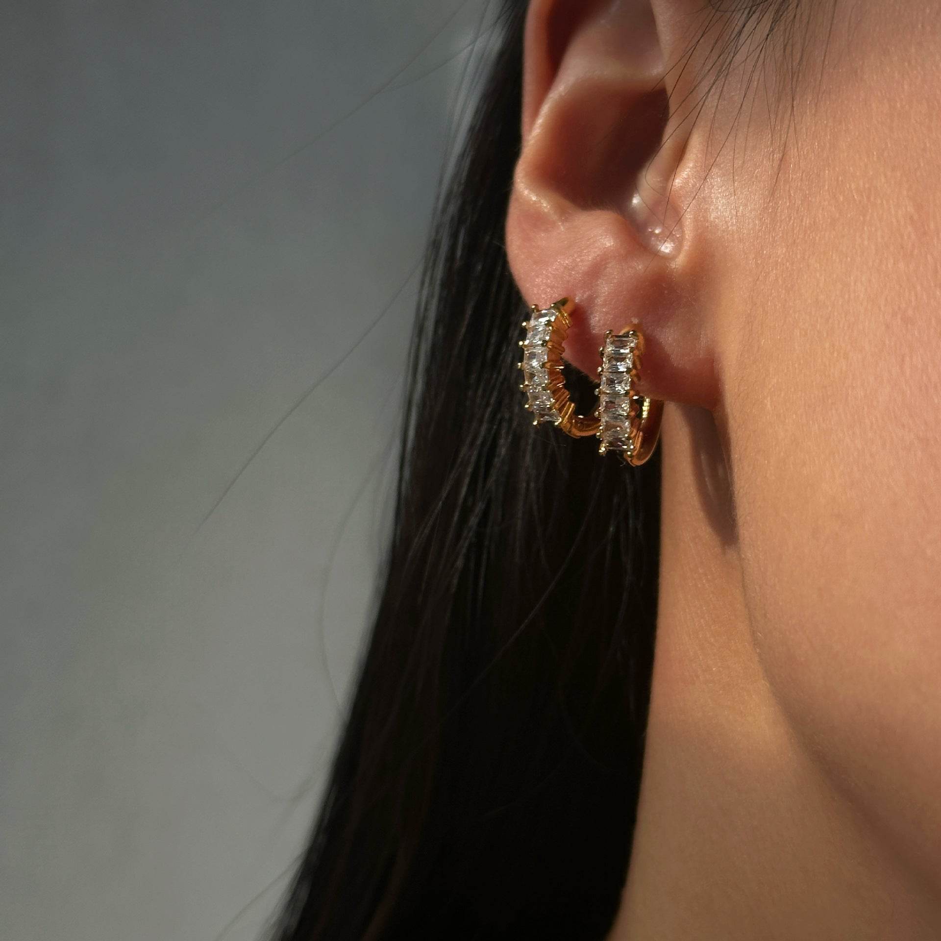 Fashionable INS Retro Titanium Steel Minimalist Small Zircon Earrings Ear Accessories For Her - Velora