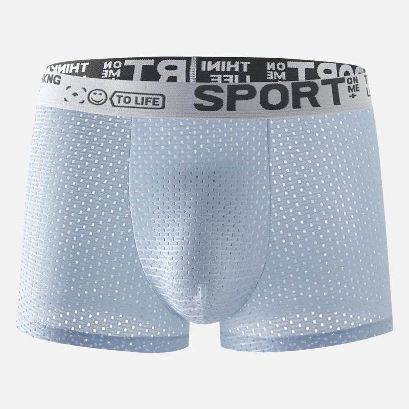 Men's Underwear Mid Waist Mesh Ice Silk Mesh SPORT Boxer Brief - Velora