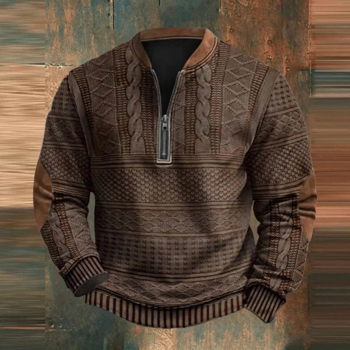 Printed Men's 3D Half Placket Zipper Sweatshirt Pullover - Velora